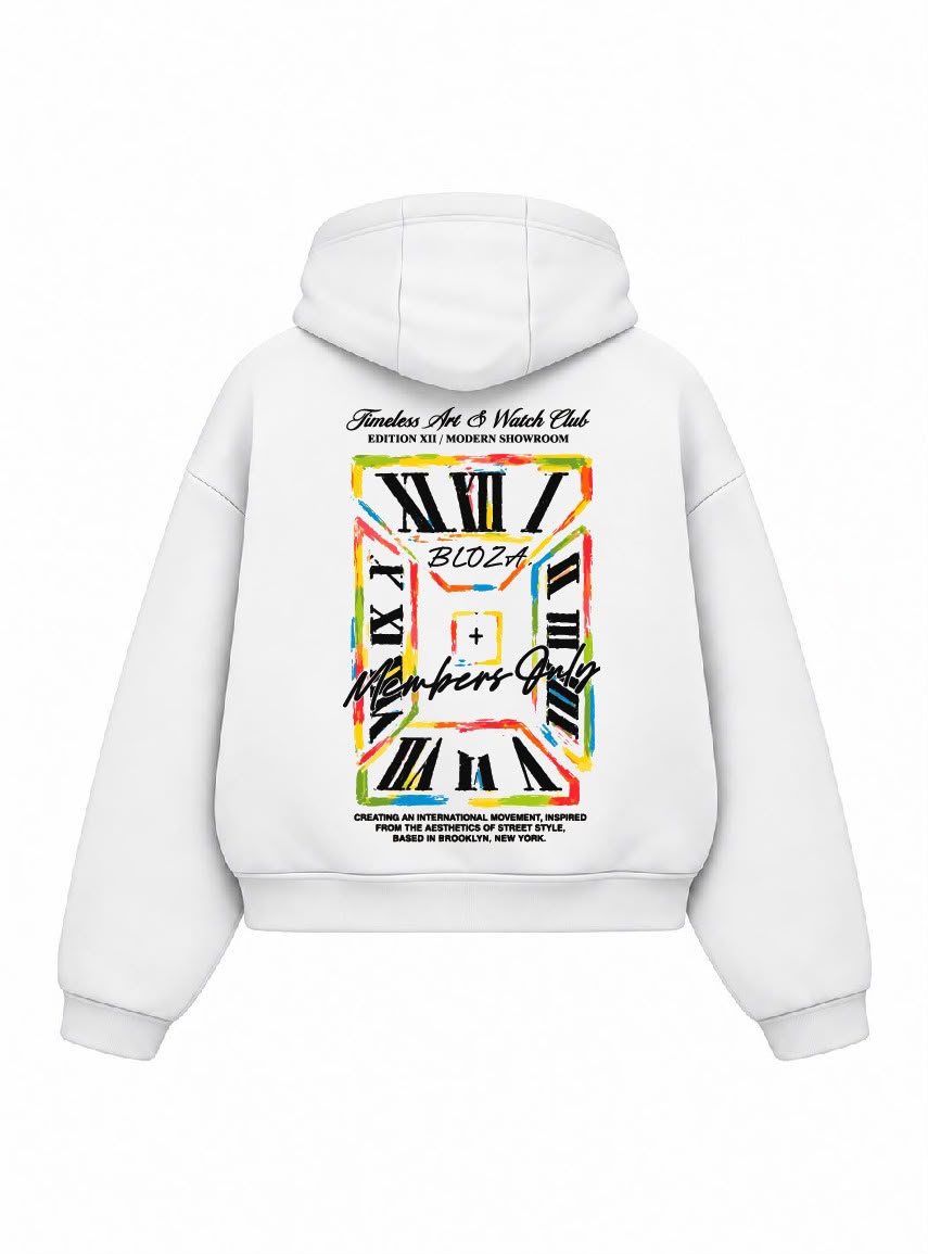 Bloza Timeless Box Cut Hoodie - White - Back