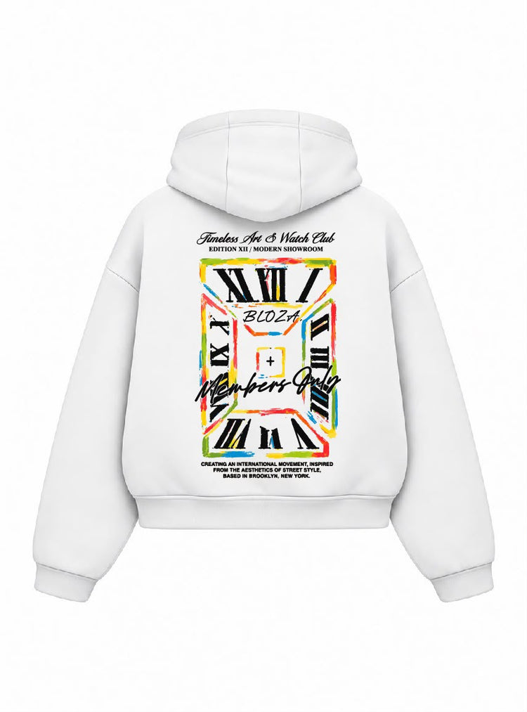 Bloza Timeless Box Cut Hoodie - White - Back