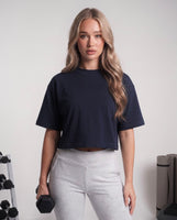 Plain cropped t-shirt navy blue
