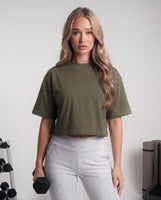 Plain cropped t-shirt olive green
