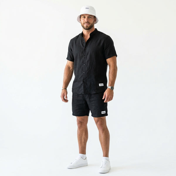 Essential linen Chinese collar T-shirt and Short