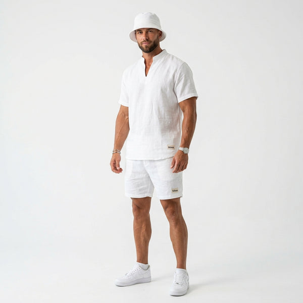Essential linen Chinese collar T-shirt and Short