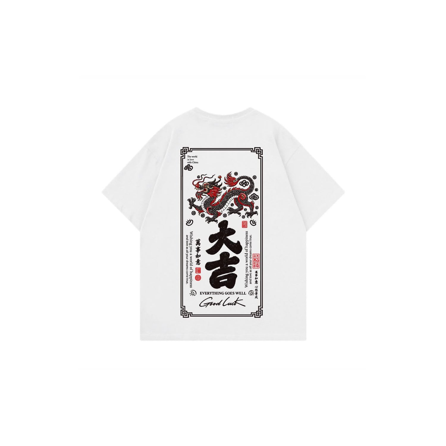 Good Luck Dragon oversize t-shirt white back