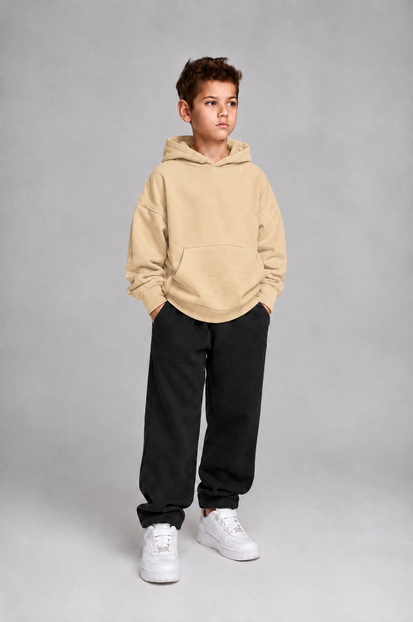 KIDS NORMAL HOODIE - BOYS - 7-8 YEARS | Beige