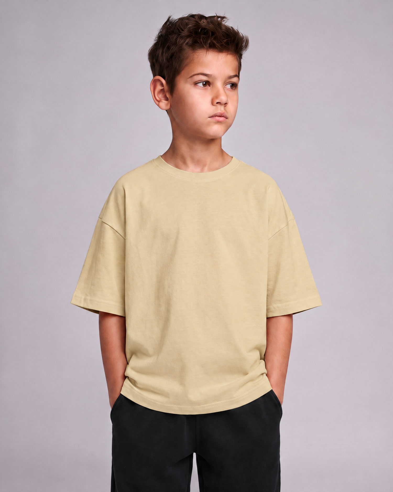 KIDS OVERSIZE T-SHIRT - BOYS - 7-8 YEARS | Beige