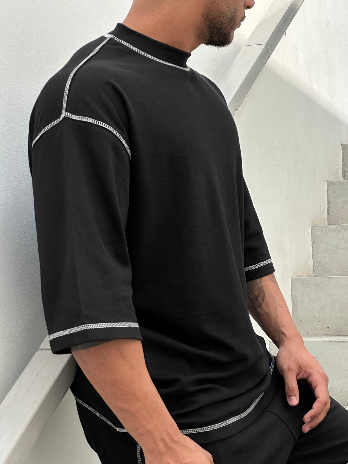 Chain Stitched Oversize T-shirt & Short Set