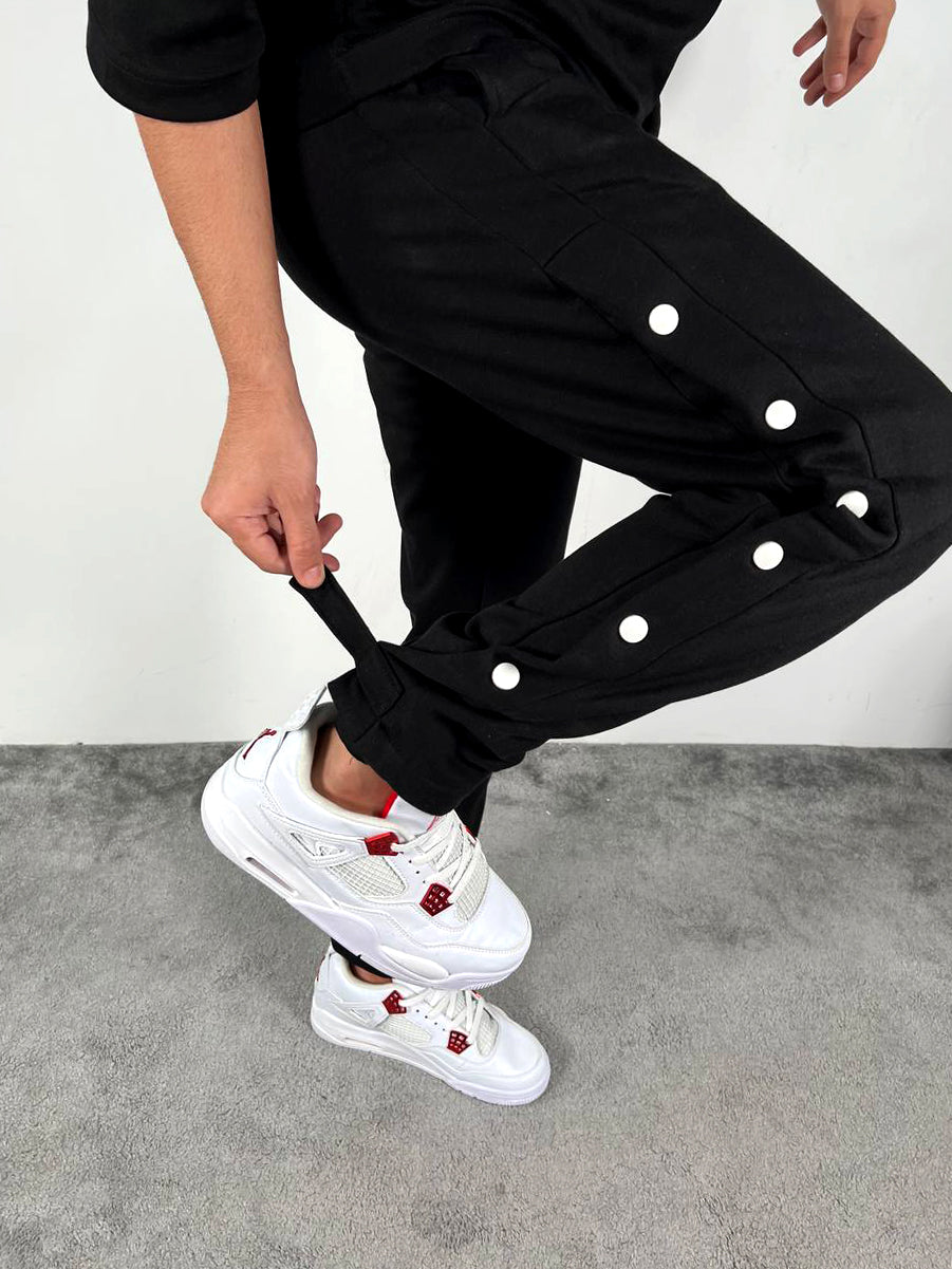 Side Button Strap Sweatpants
